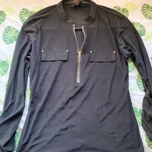 Black dress up shirt and gold embellishments